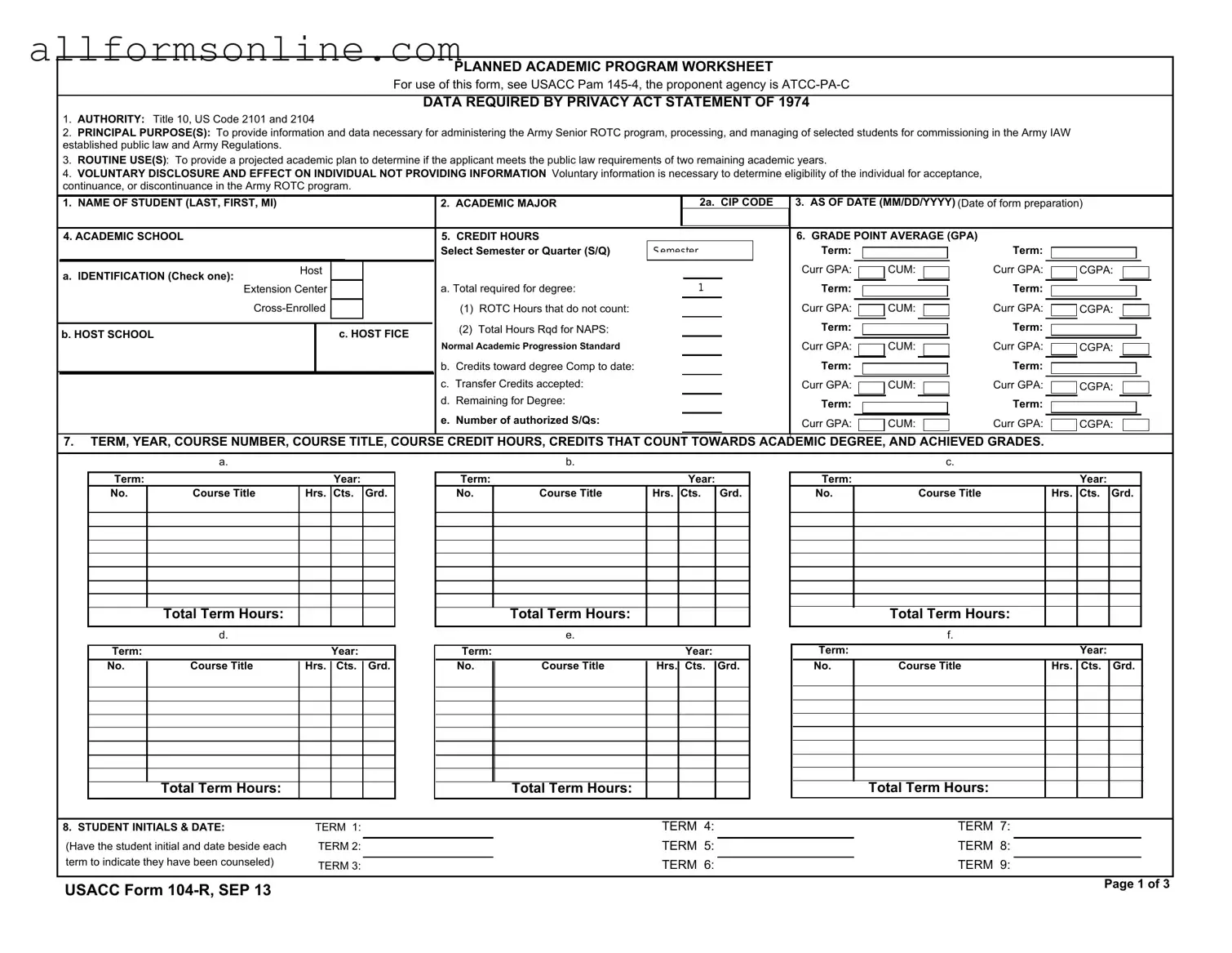 Free 104 R PDF Form