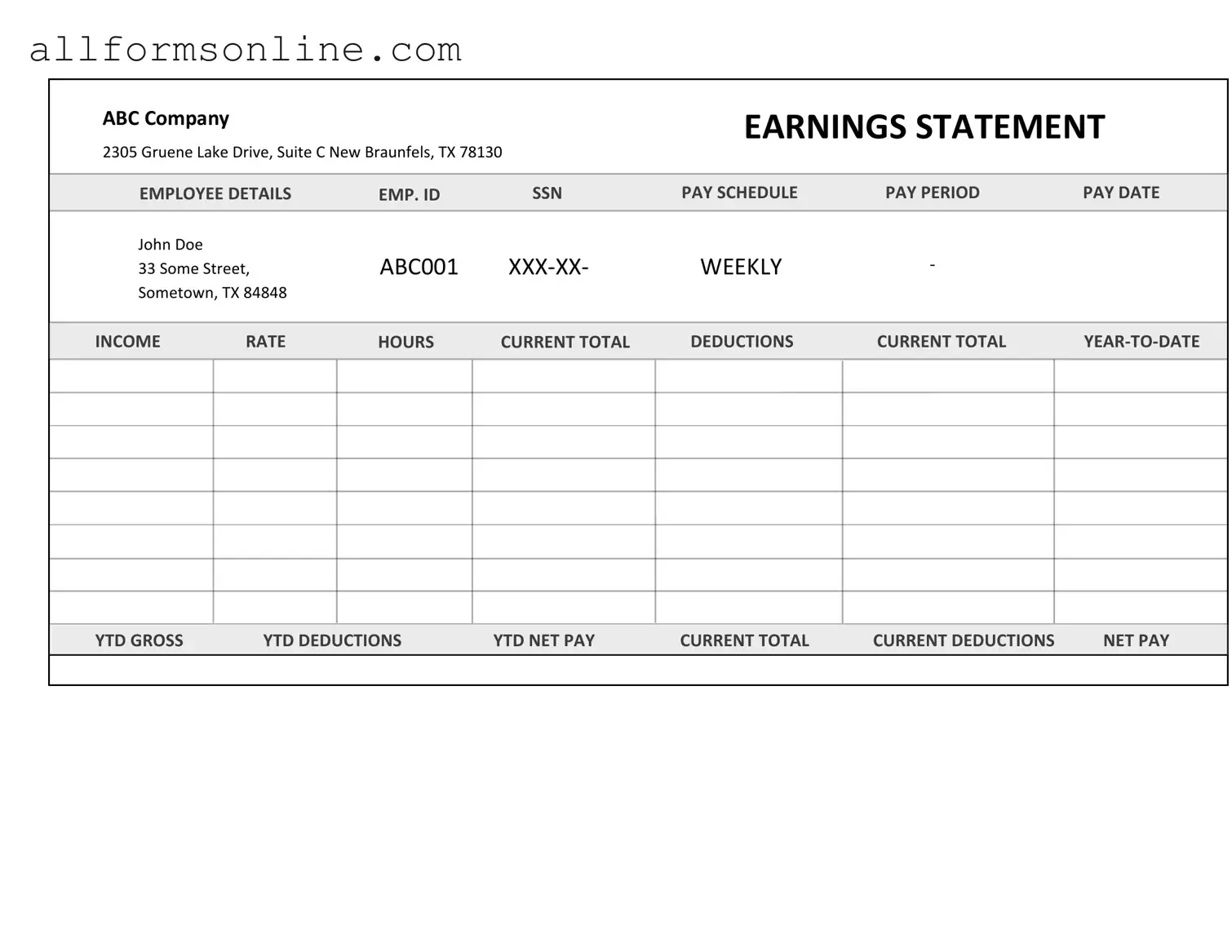 Free Independent Contractor Pay Stub PDF Form