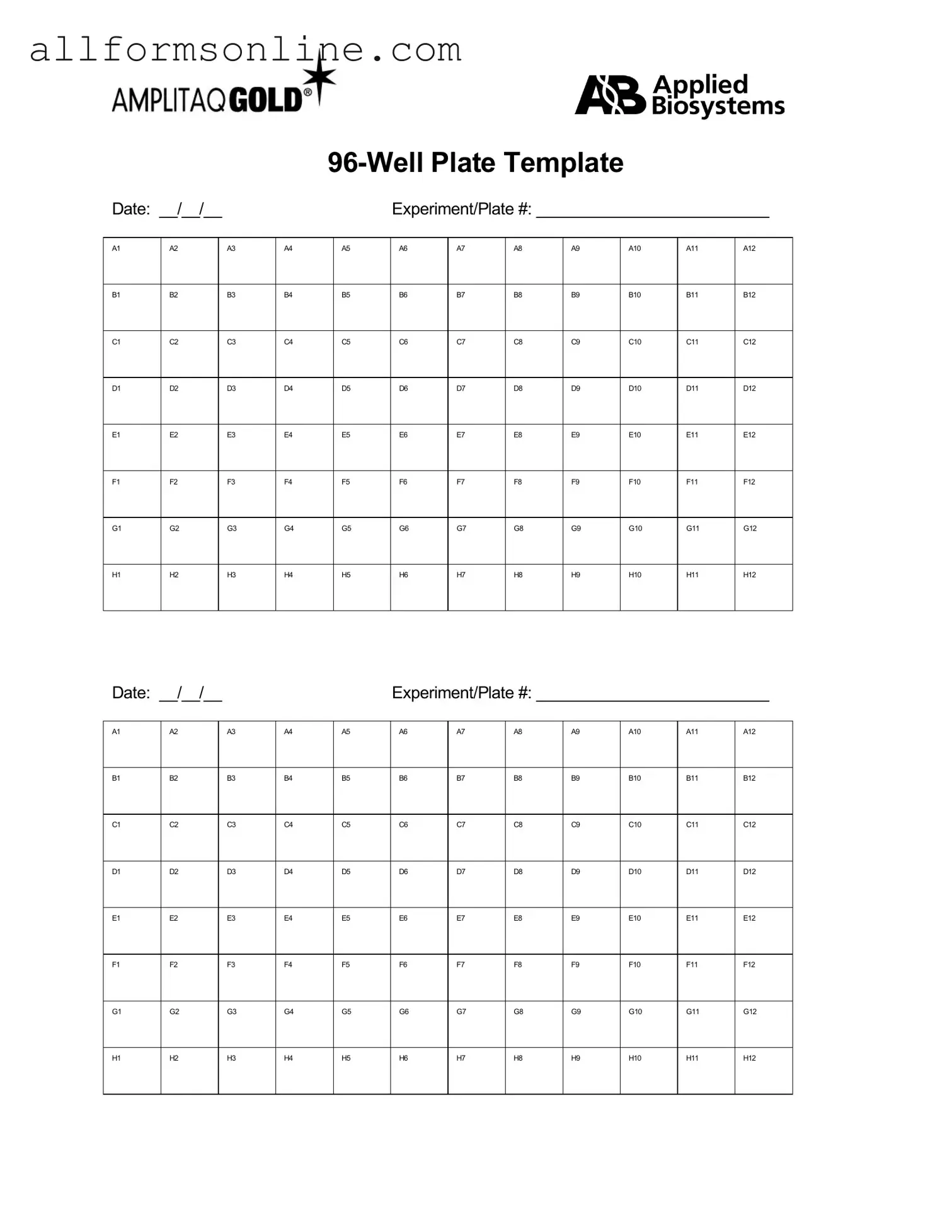 Free 96 Well PDF Form