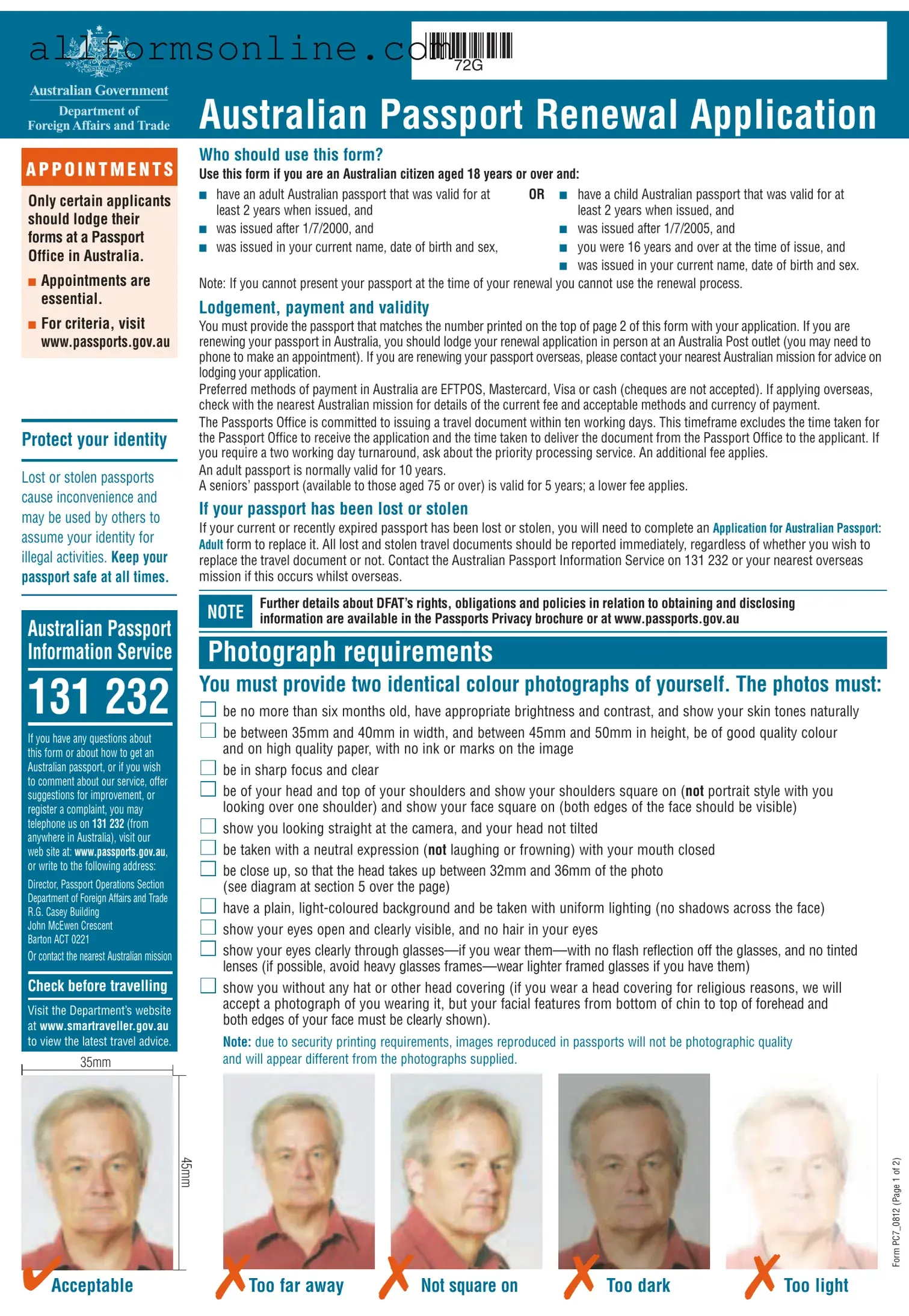 Free Australian Passport Renewal PDF Form