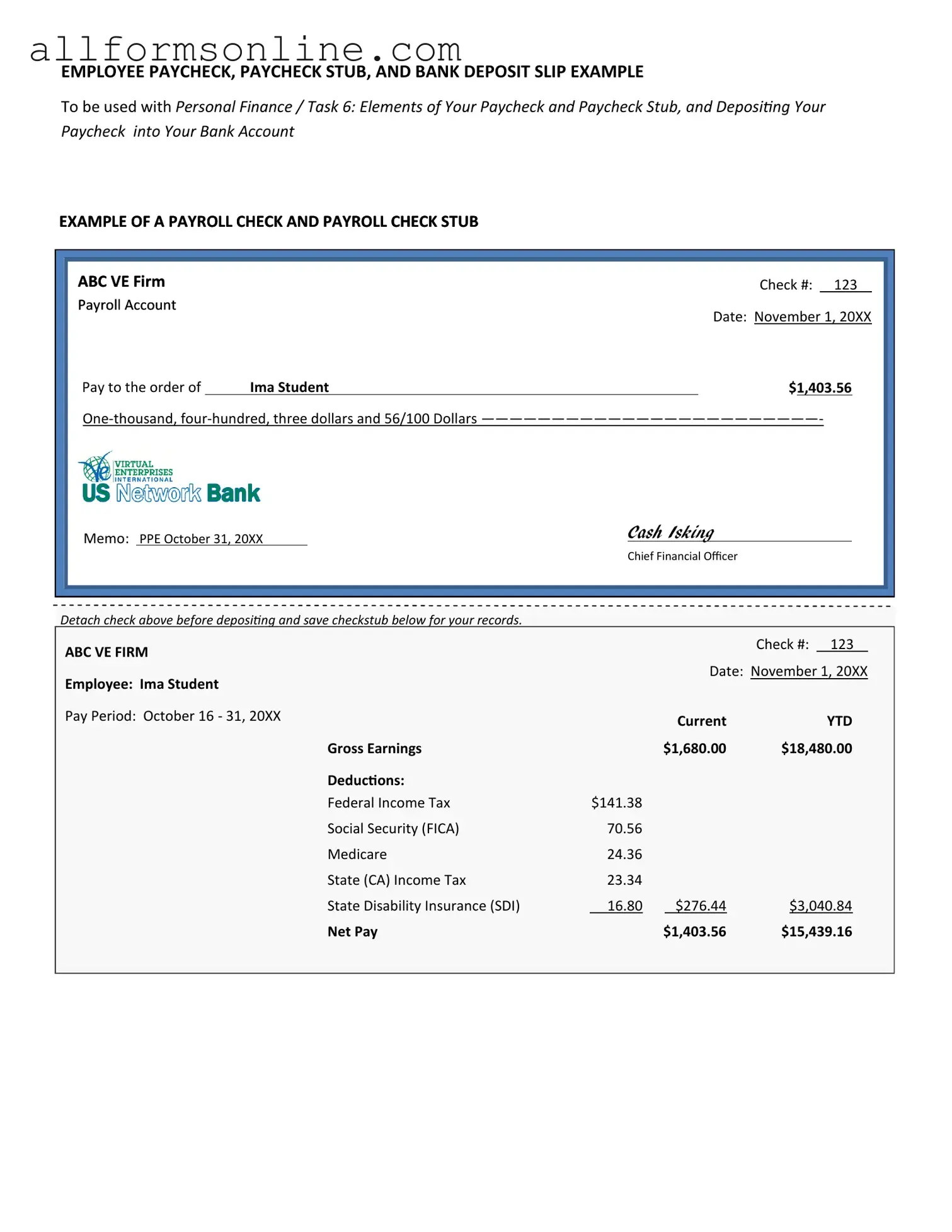 Free Payroll Check PDF Form