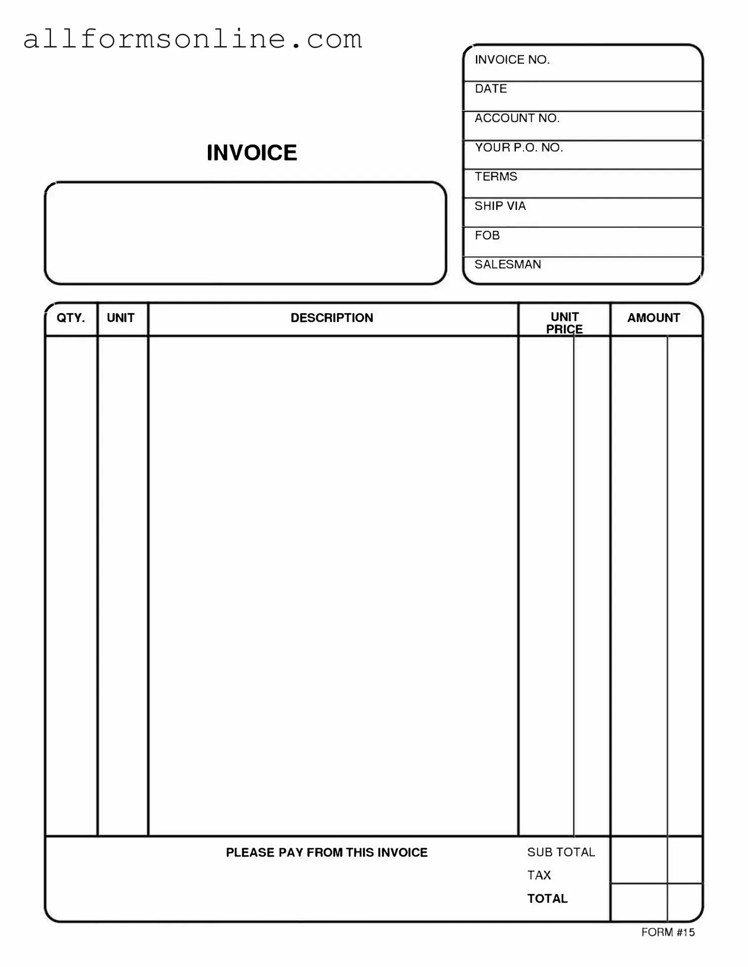 Free Free And Invoice Pdf PDF Form