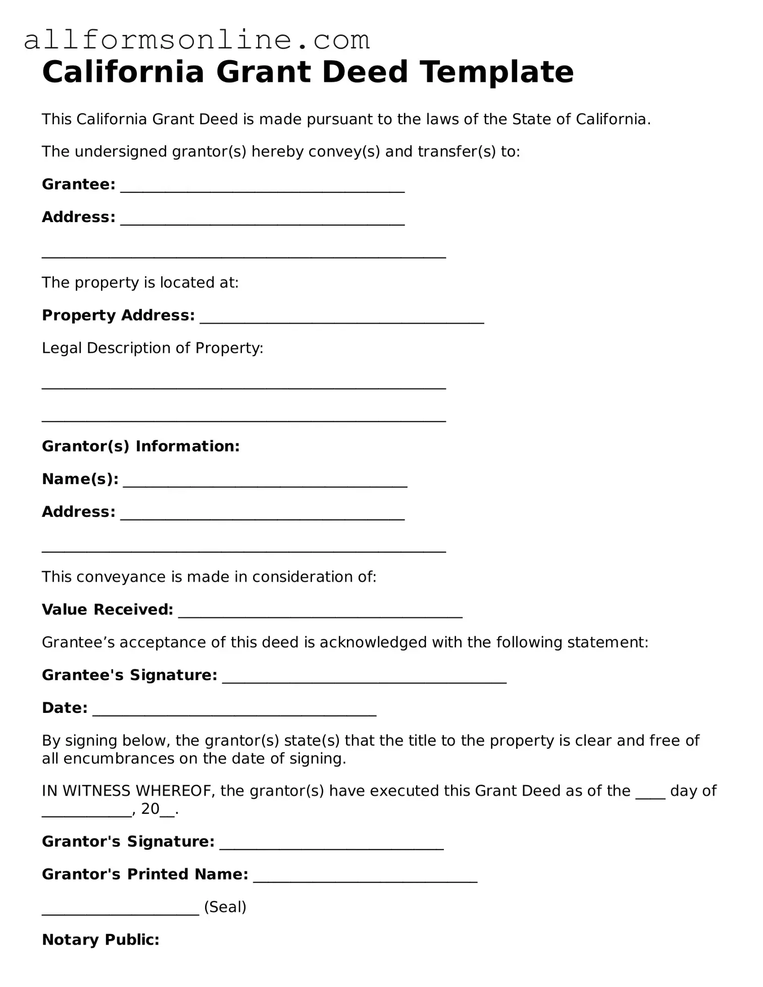 Attorney-Approved  Deed Form for California