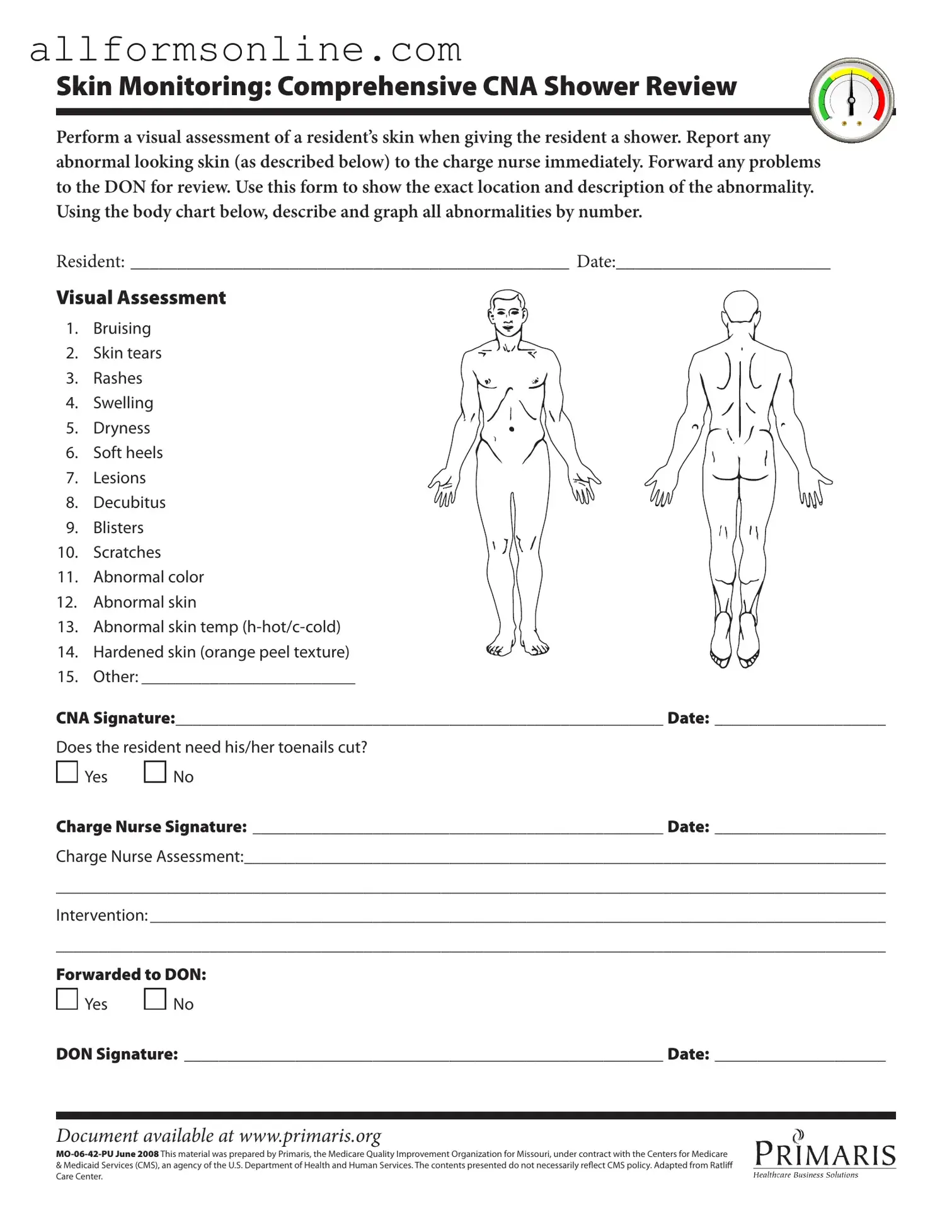 Free Cna Shower Sheets PDF Form