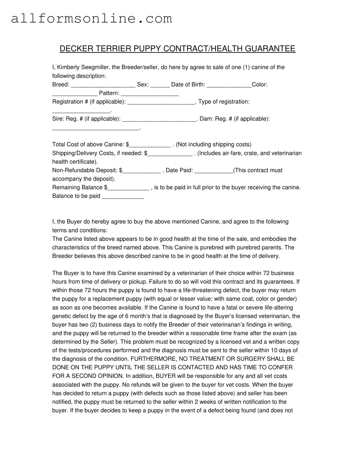 Free Health Guarantee PDF Form