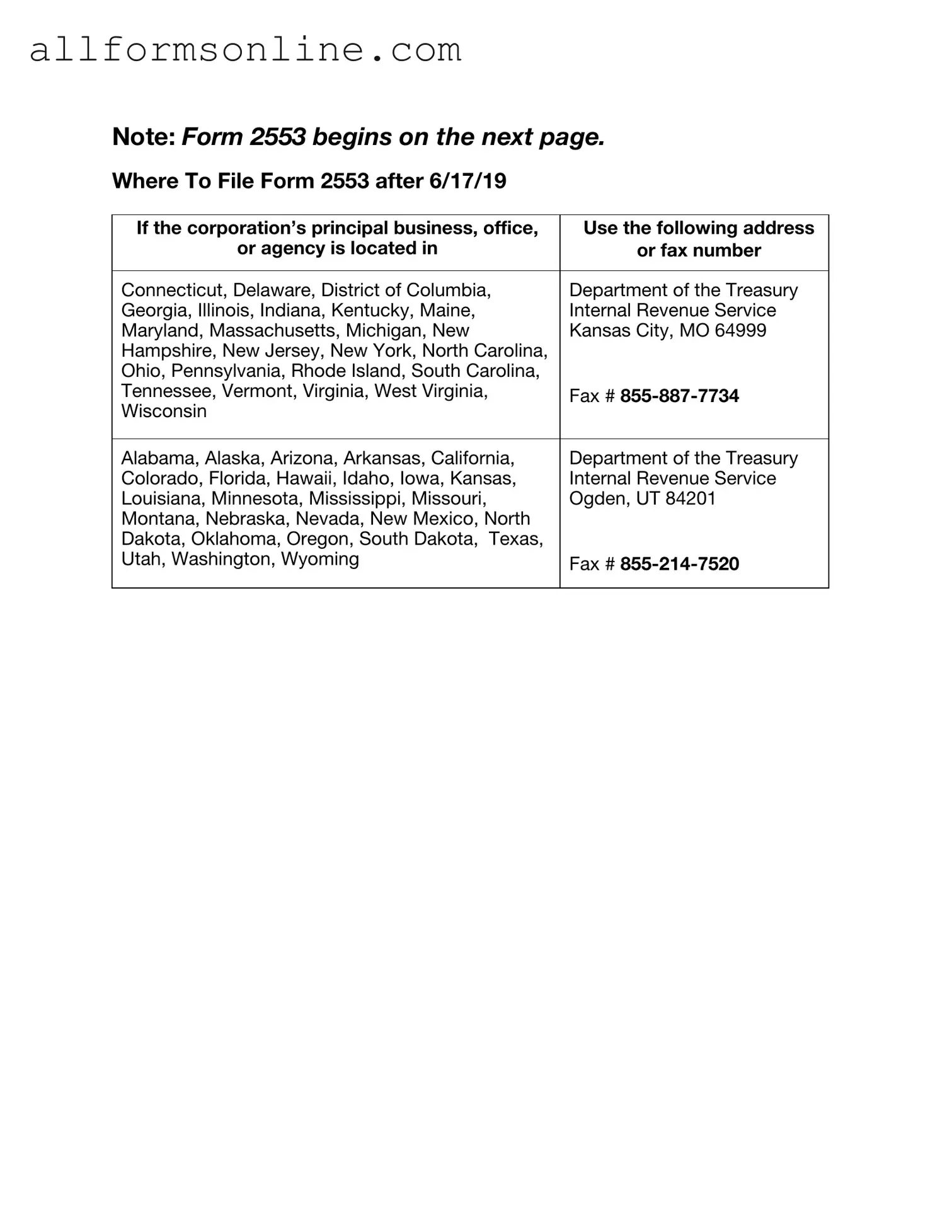 Free IRS 2553 PDF Form