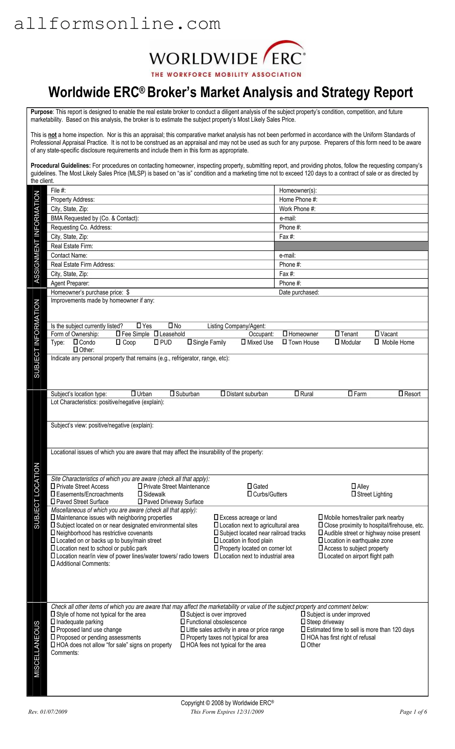 Free Erc Broker Market Analysis PDF Form