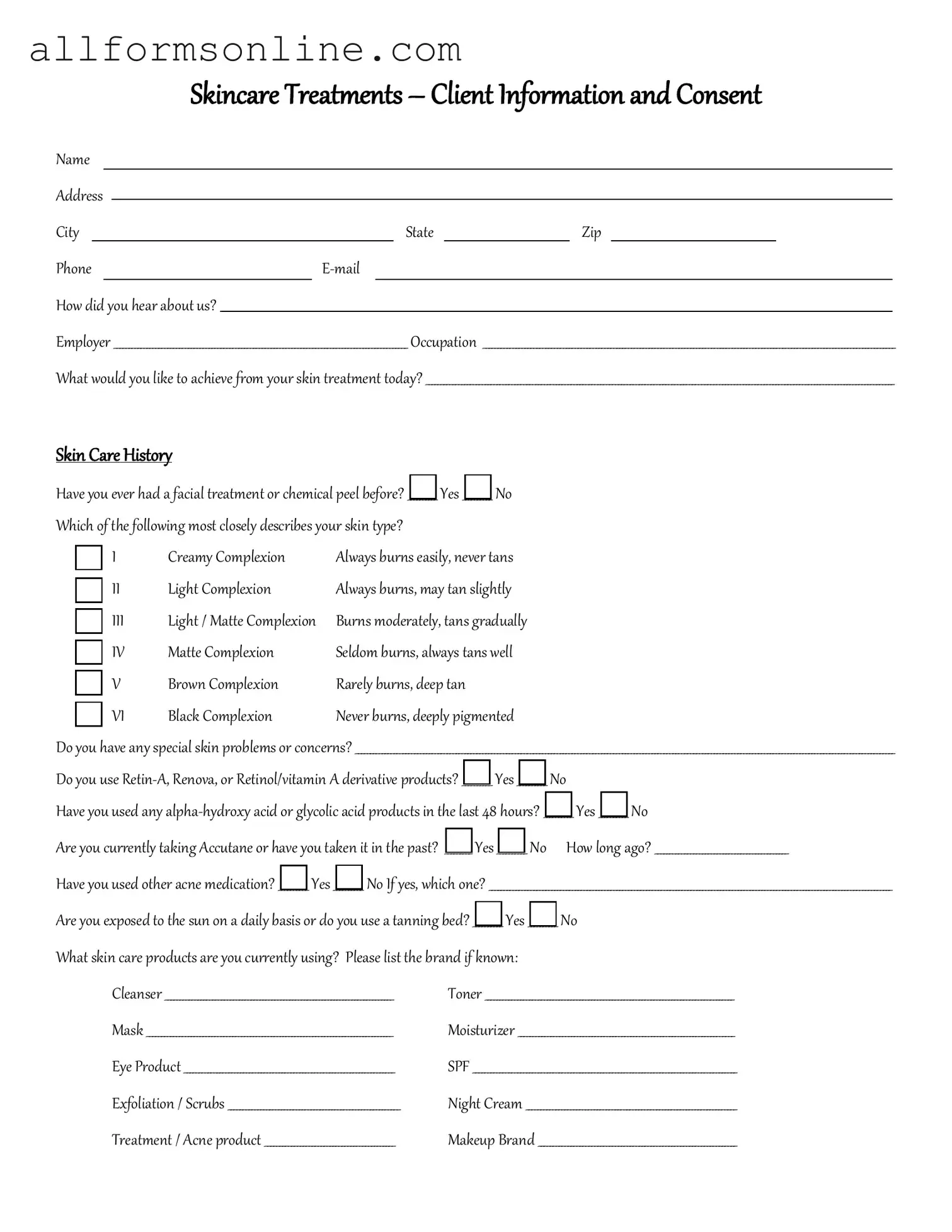 Free Facial Consent PDF Form