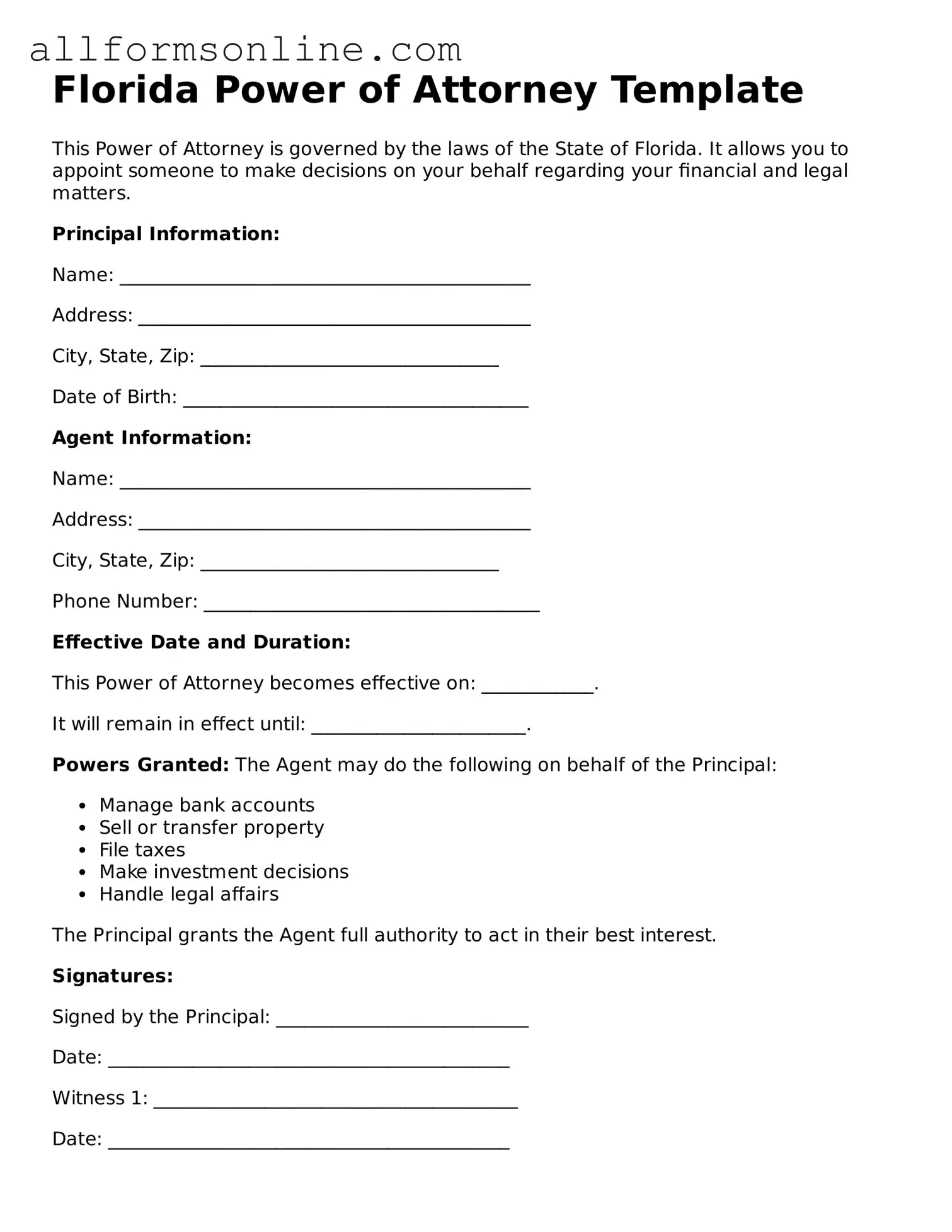 Attorney-Approved  Power of Attorney Form for Florida