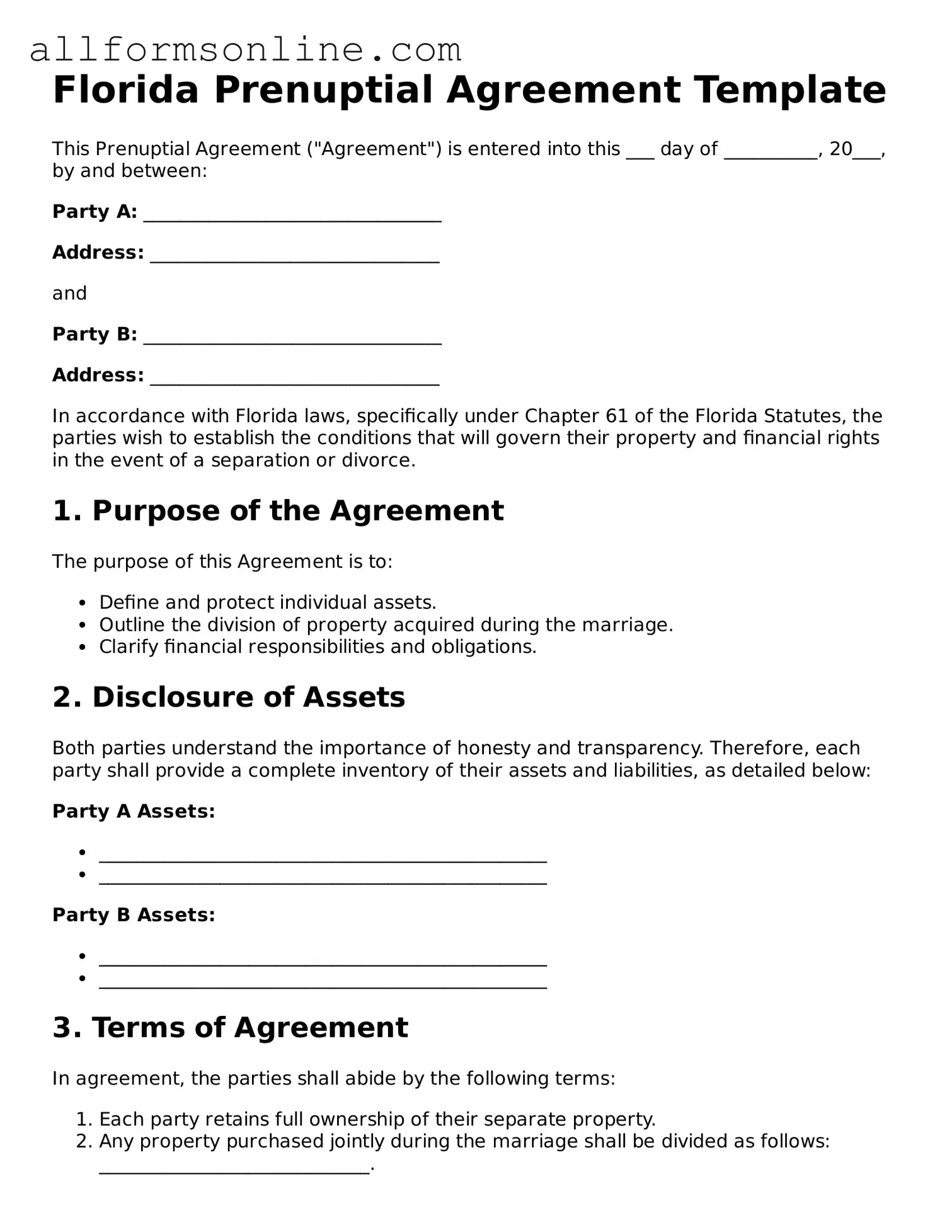 Attorney-Approved  Prenuptial Agreement Form for Florida