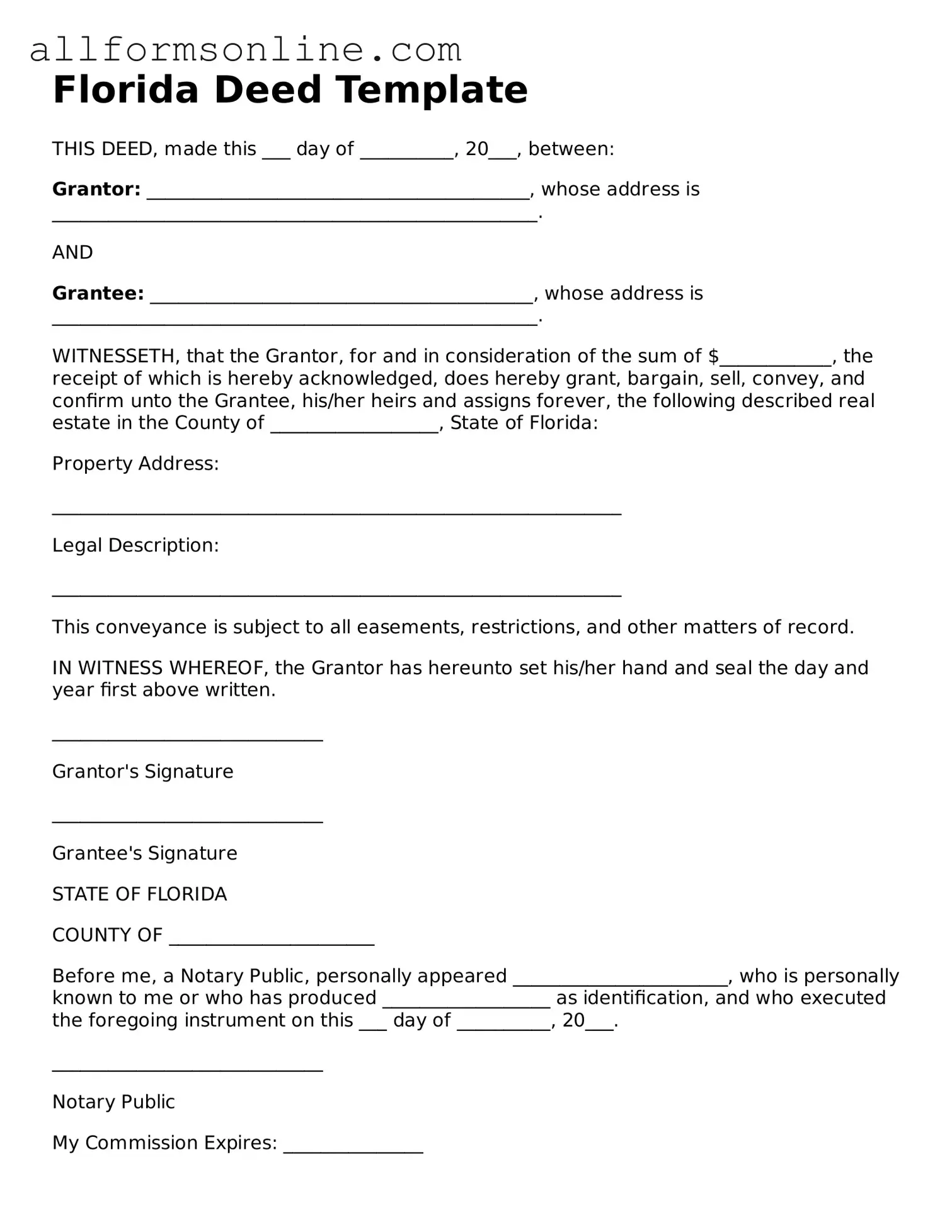 Attorney-Approved  Deed Form for Florida