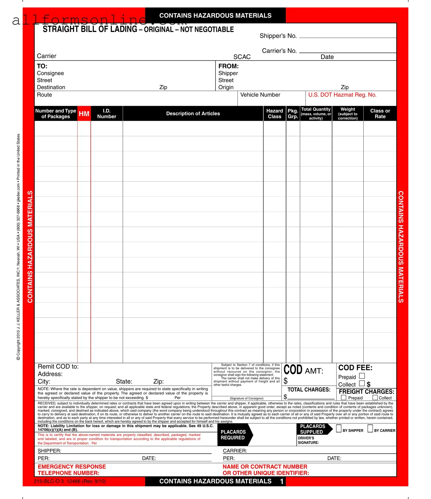 Free Hazard Bill Of Ladden PDF Form