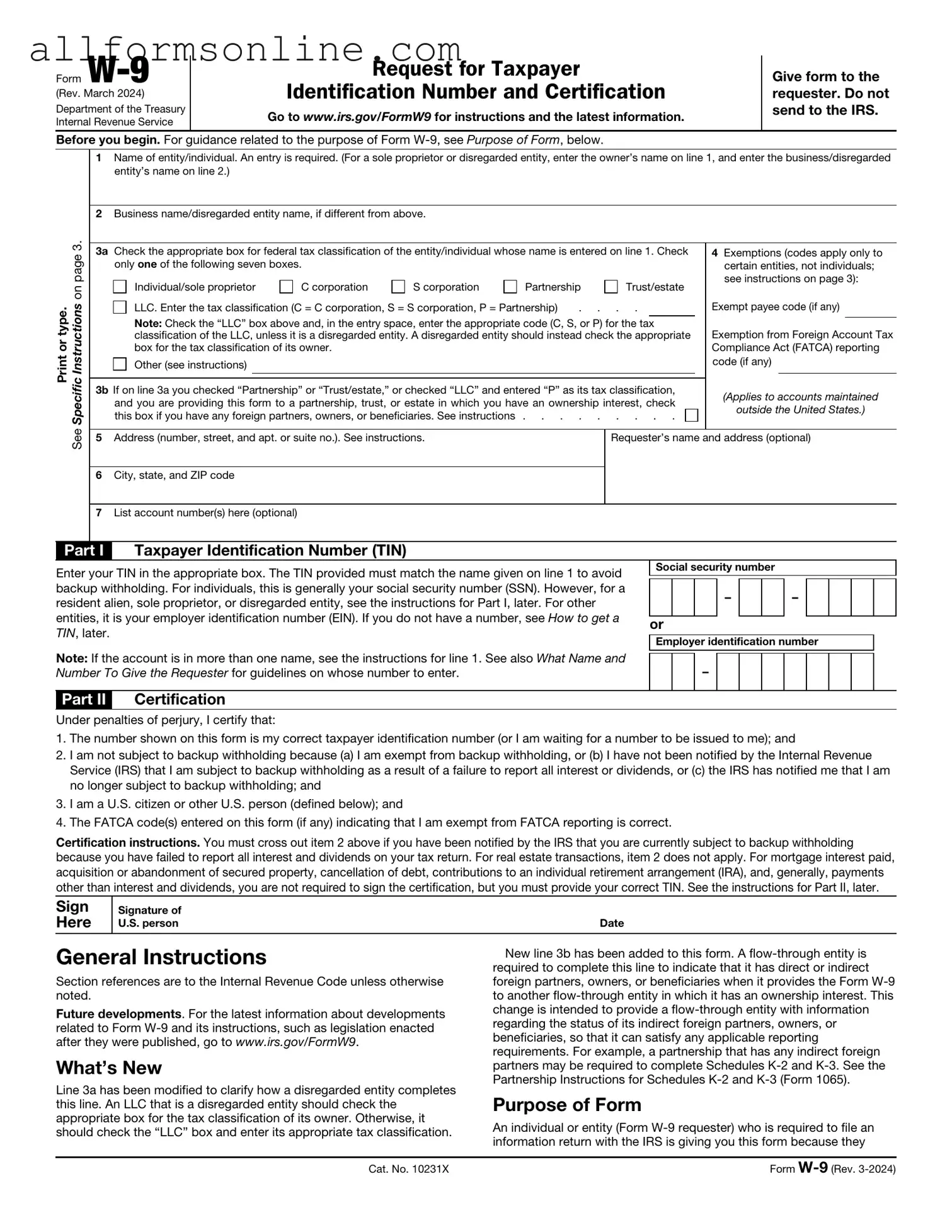 Free IRS W-9 PDF Form