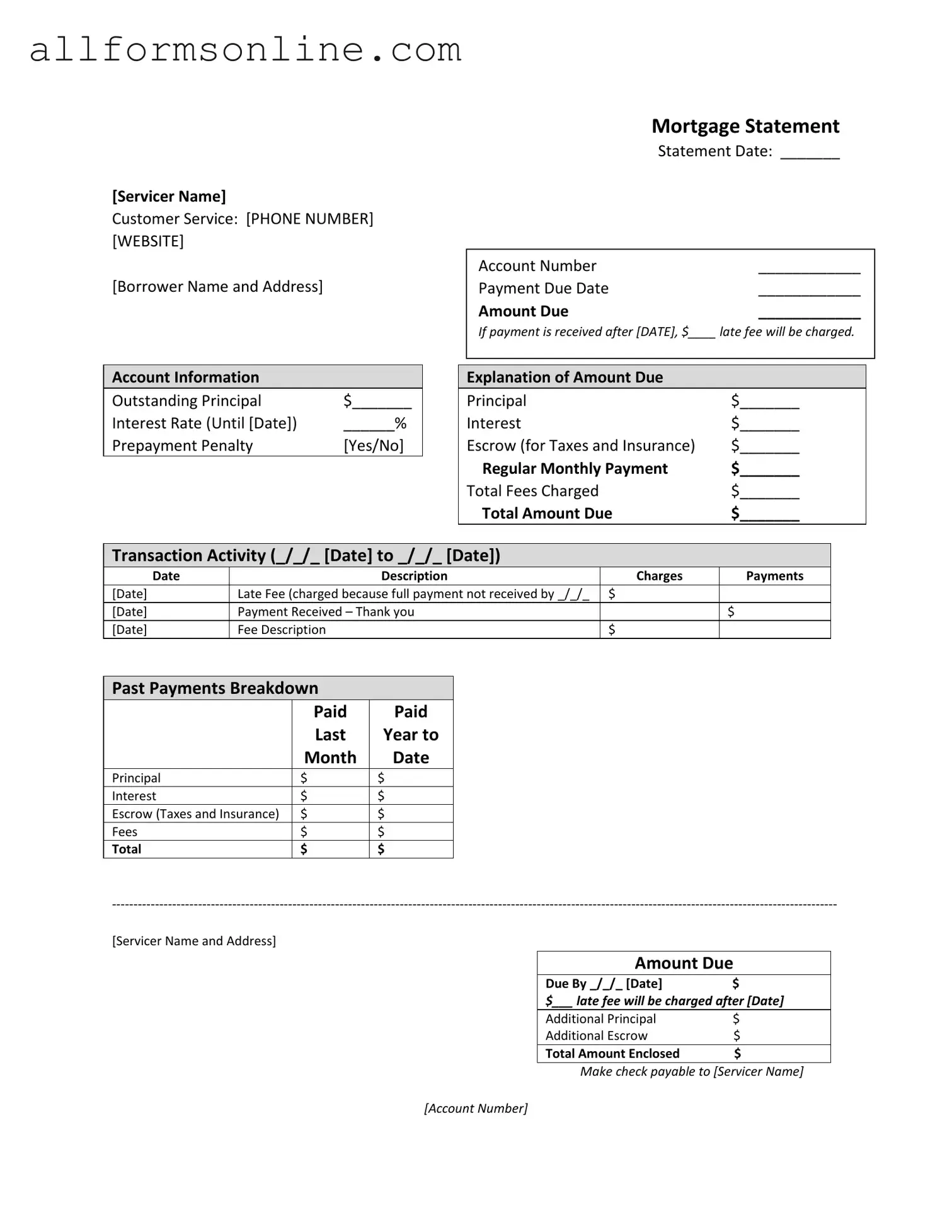 Free Mortgage Statement PDF Form