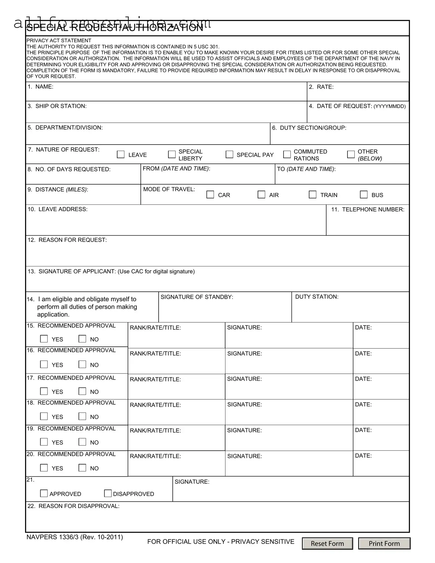 Free Navpers 1336 3 PDF Form