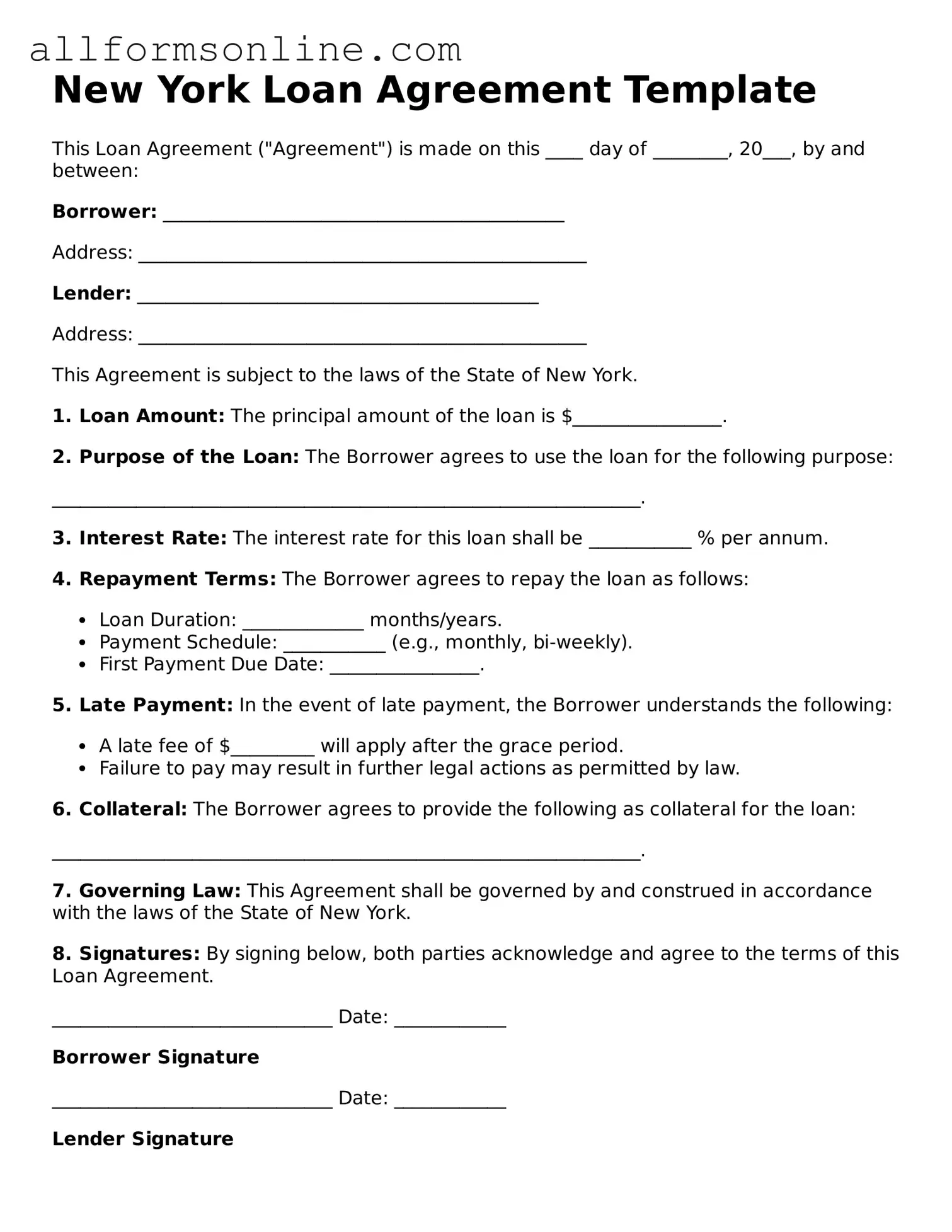 Attorney-Approved  Loan Agreement Form for New York