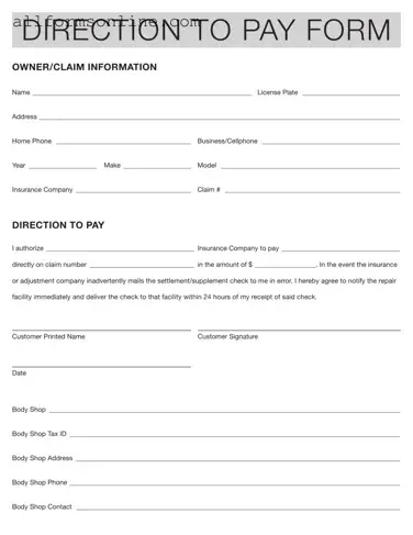 Free Authorization And Direction Pay PDF Form