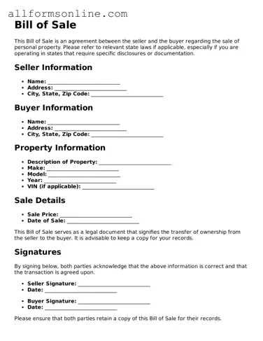 Blank Bill of Sale Form