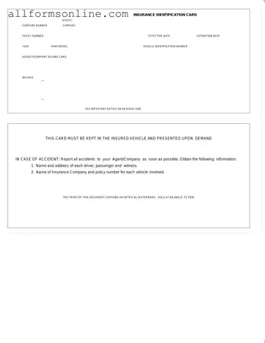 Free Auto Insurance Card PDF Form