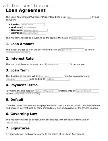 Blank Loan Agreement Form