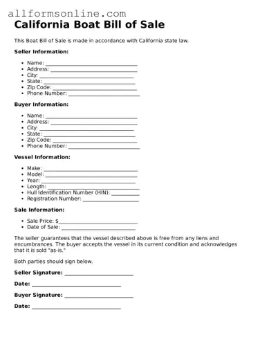 Attorney-Approved  Boat Bill of Sale Form for California