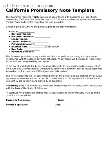 Attorney-Approved  Promissory Note Form for California
