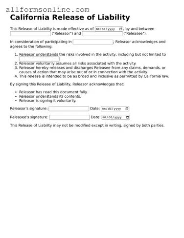 Attorney-Approved  Release of Liability Form for California