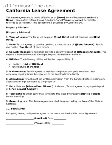 Attorney-Approved  Lease Agreement Form for California
