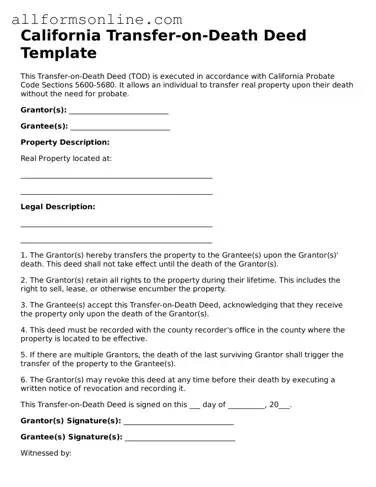Attorney-Approved Transfer-on-Death Deed Form for California