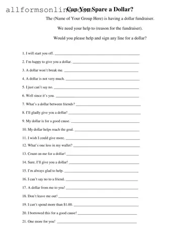 Free Donated A Dollar PDF Form