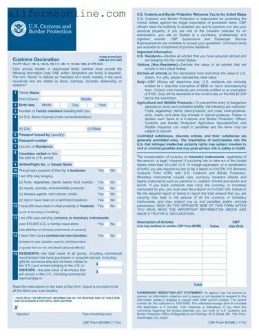 Free CBP 6059B PDF Form