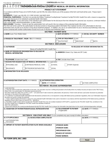 Free DD 2870 PDF Form