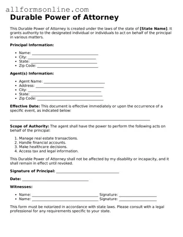 Blank Durable Power of Attorney Form