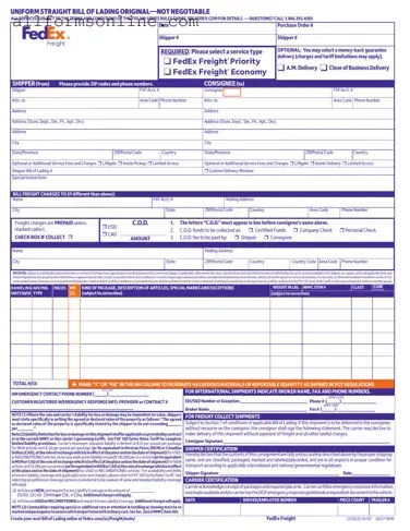 Free Fedex Bill Of Lading PDF Form