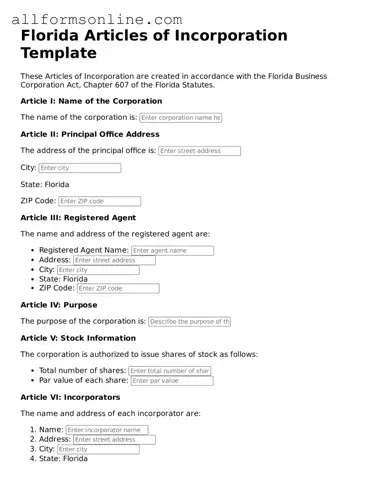 Attorney-Approved  Articles of Incorporation Form for Florida