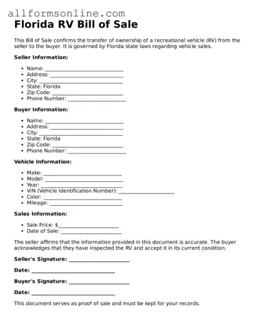 Attorney-Approved  RV Bill of Sale Form for Florida