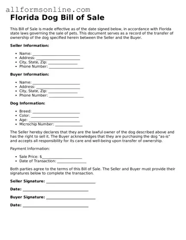 Attorney-Approved  Dog Bill of Sale Form for Florida