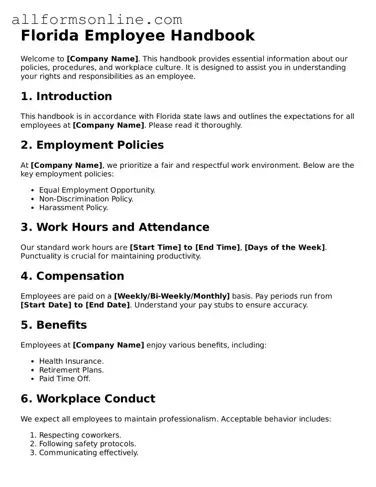 Attorney-Approved  Employee Handbook Form for Florida