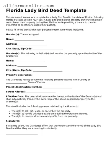 Attorney-Approved  Lady Bird Deed Form for Florida