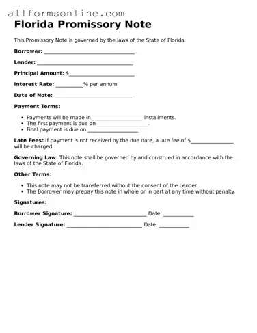 Attorney-Approved  Promissory Note Form for Florida