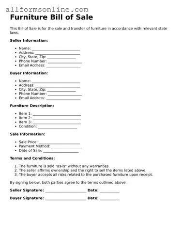 Blank Furniture Bill of Sale Form