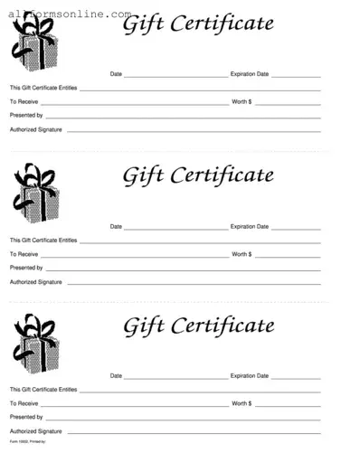 Free Gift Certificate PDF Form