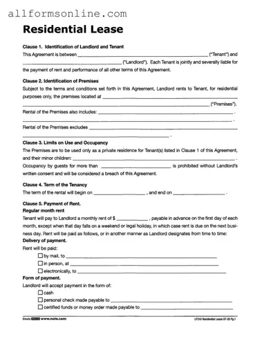 Free Lf310 Residential Lease PDF Form