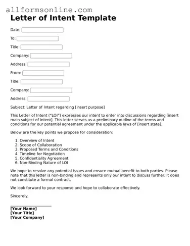 Blank Letter of Intent Form