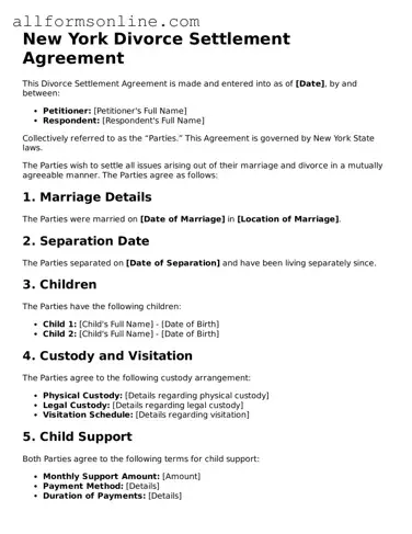 Attorney-Approved  Divorce Settlement Agreement Form for New York