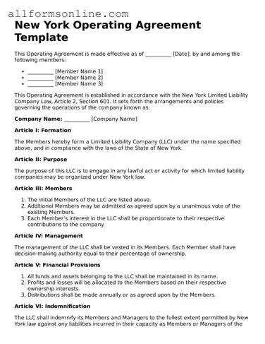 Attorney-Approved  Operating Agreement Form for New York
