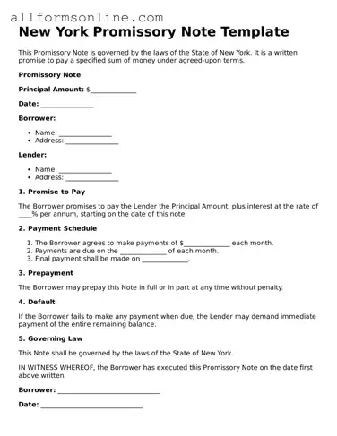 Attorney-Approved  Promissory Note Form for New York