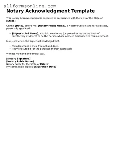 Blank Notary Acknowledgement Form
