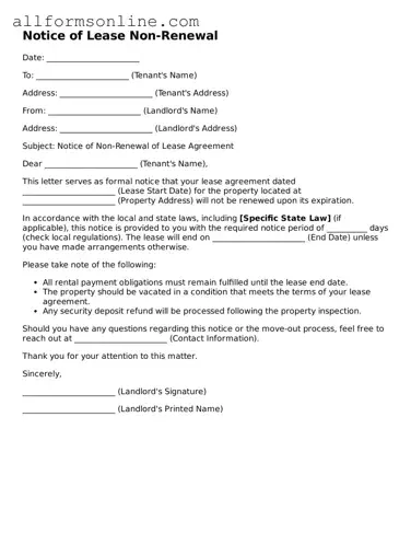 Blank Notice of Lease Non-Renewal Form