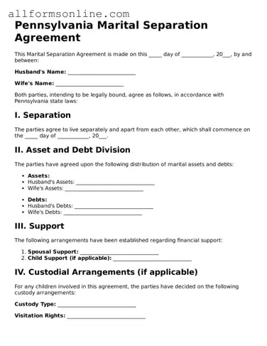 Attorney-Approved  Marital Separation Agreement Form for Pennsylvania